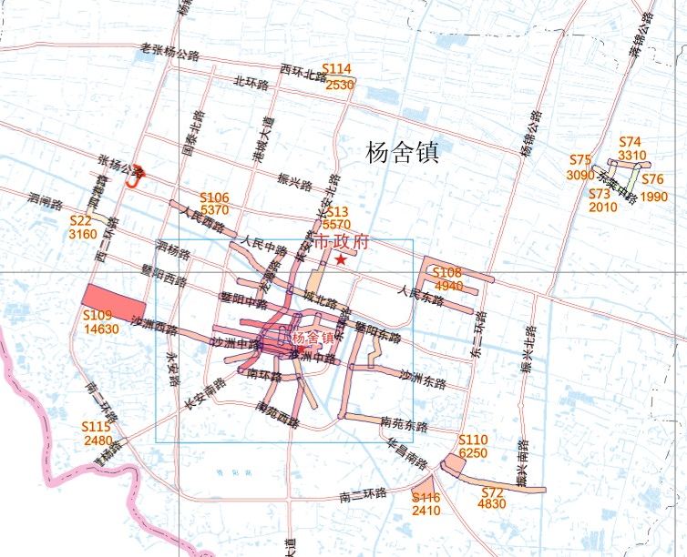 张家港市区(杨舍镇)商业用地地价区段分布图