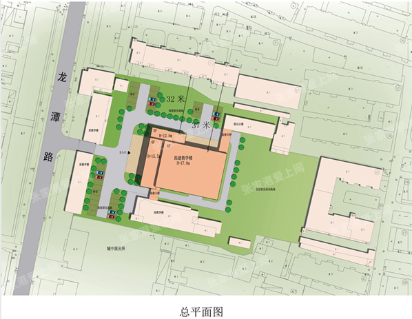 张家港老年大学新建教学楼规划方案设计方案总平面图效果图