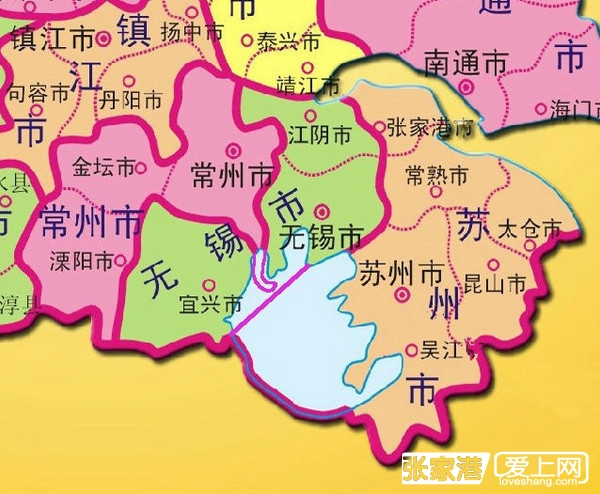 太湖水域划分地图(苏州70%,无锡28.5%,常州1.5%)